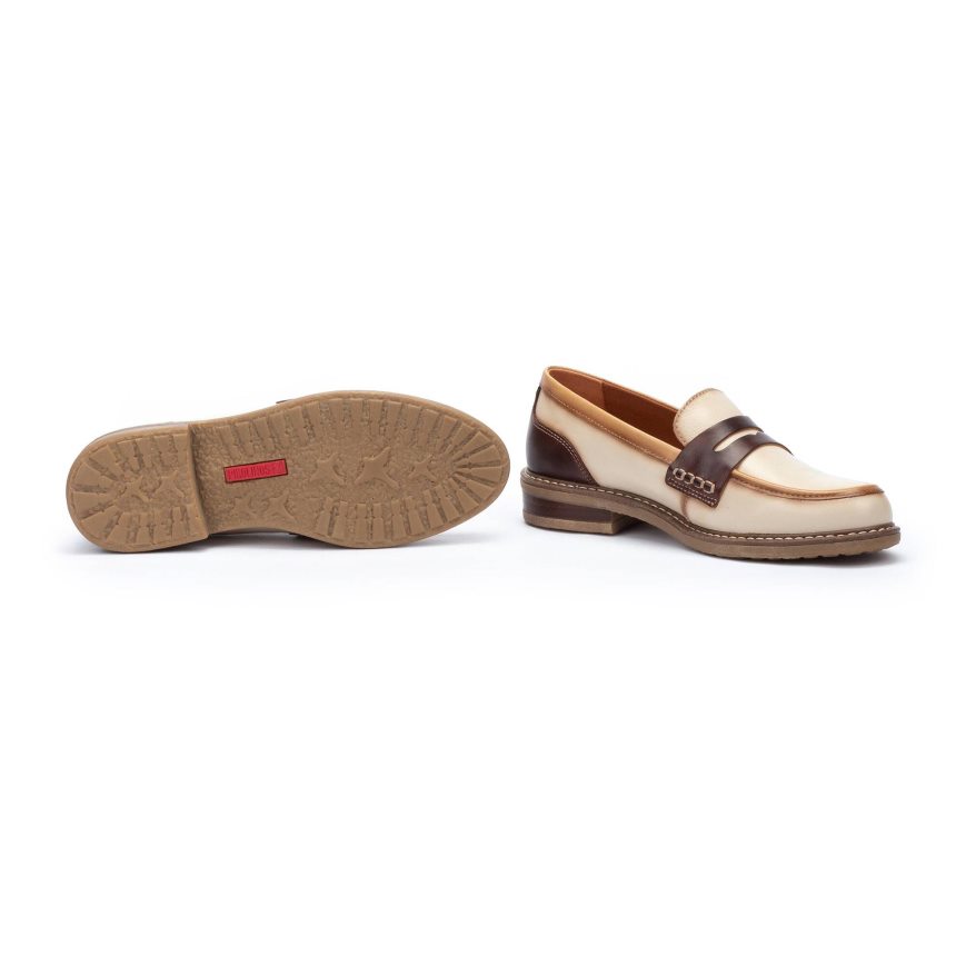 Women's Pikolinos ALDAYA Loafers Cream / Brown | NZ S5Q1209